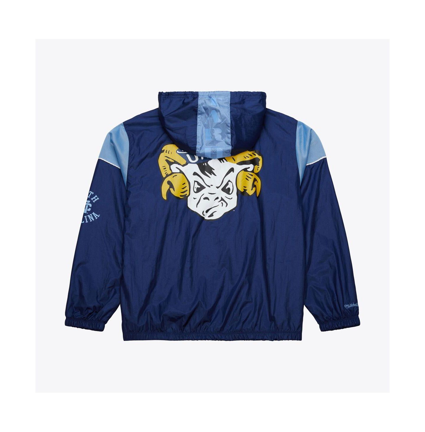 Мужские куртки Mitchell & Ness Navy North Carolina Tar Heels Anorak Vintage Logo Half-Zip Hoodie Jacket — фото 4