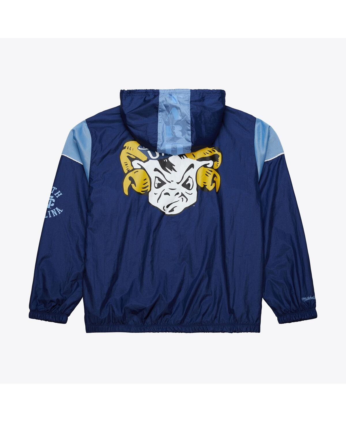 Mitchell & Ness Men's Navy North Carolina Tar Heels Anorak Vintage Logo Half-zip Hoodie Jacket In Navy