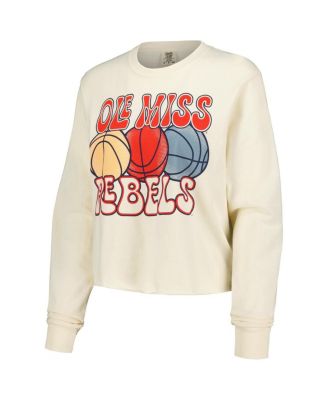Women's Natural Ole Miss Rebels Comfort Colors Basketball Cropped Long Sleeve T-Shirt