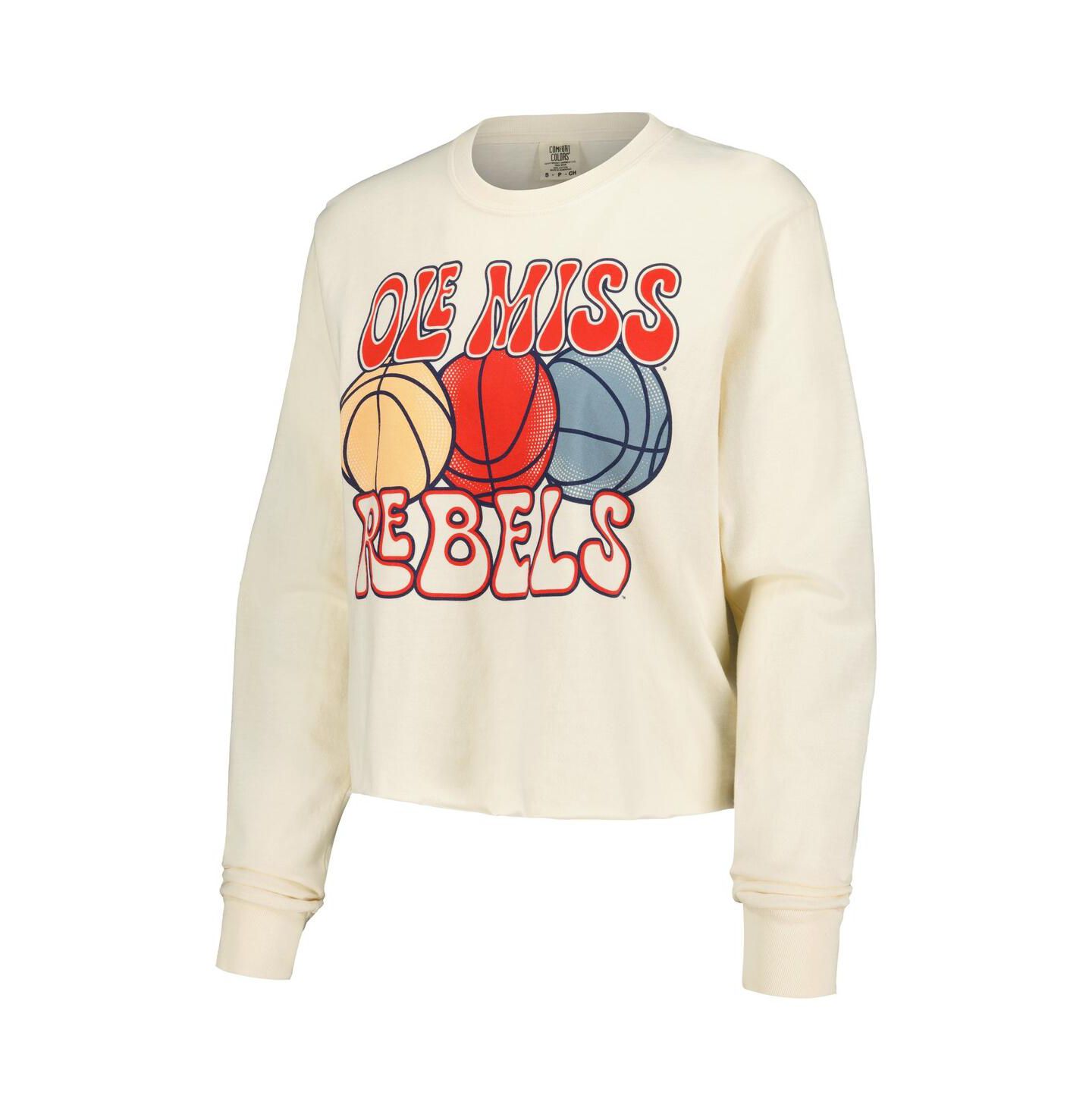 Женская футболка Image One Natural Ole Miss Rebels Comfort Colors Basketball Cropped Long Sleeve — фото 3