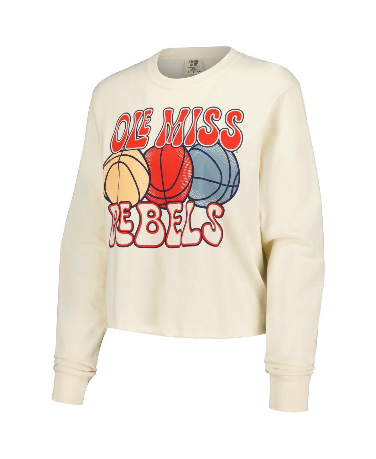 Image One Women's Natural Arizona Wildcats Comfort Colors Basketball Cropped Long Sleeve T-shirt In Natural