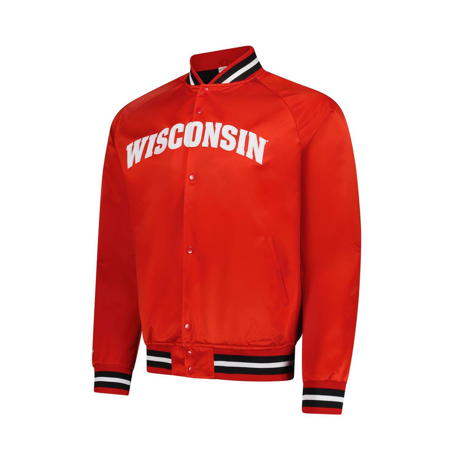 Мужская куртка Mitchell & Ness Red Wisconsin Badgers Lightweight Satin Raglan Full-Snap — фото 3