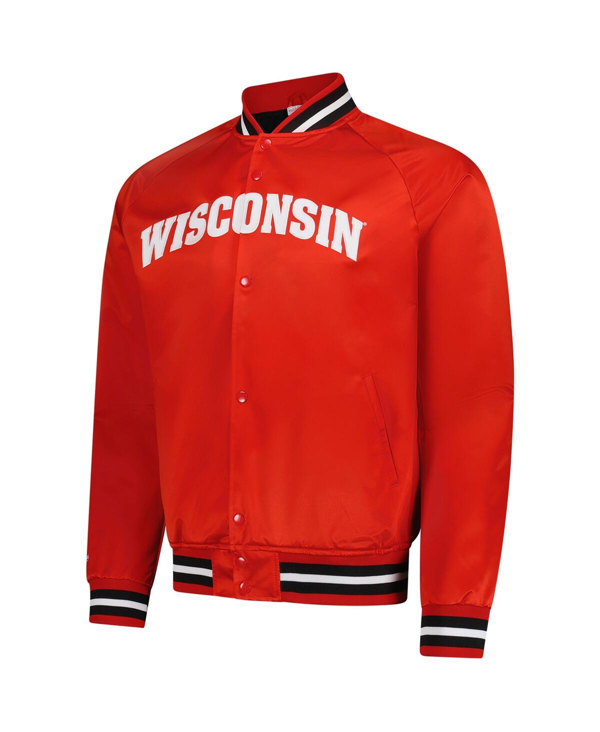 Mitchell & Ness Men's Red Wisconsin Badgers Lightweight Satin Raglan Full-snap Jacket In Red