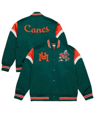 Mitchell & Ness - Men's Green Miami Hurricanes Heavyweight Satin Full-Snap Jacket