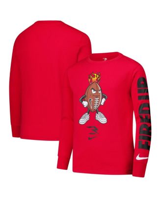 Nike 3BRAND by Russell Wilson - 3BRAND by Russell Wilson Big Boys and Girls Red Fired Up Ballers Long Sleeve T-Shirt