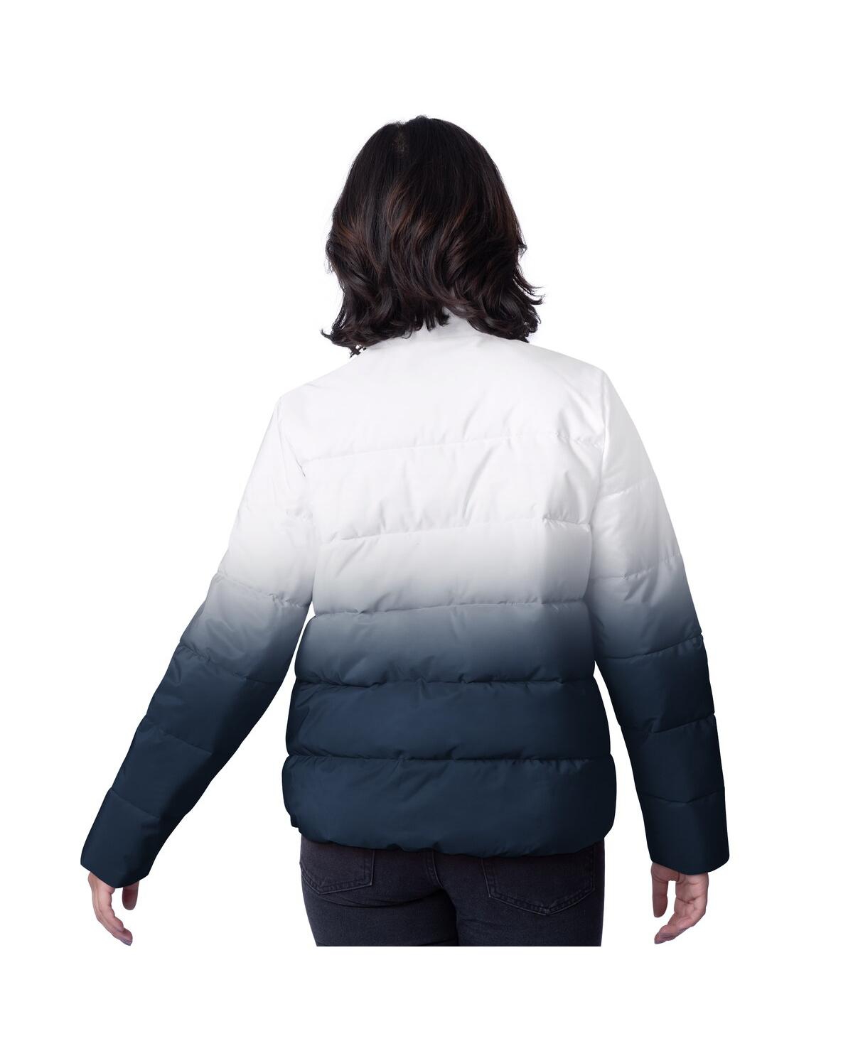 G-iii 4her By Carl Banks Women's White Dallas Cowboys Overtime Ombre Full-zip Puffer Jacket In White,navy