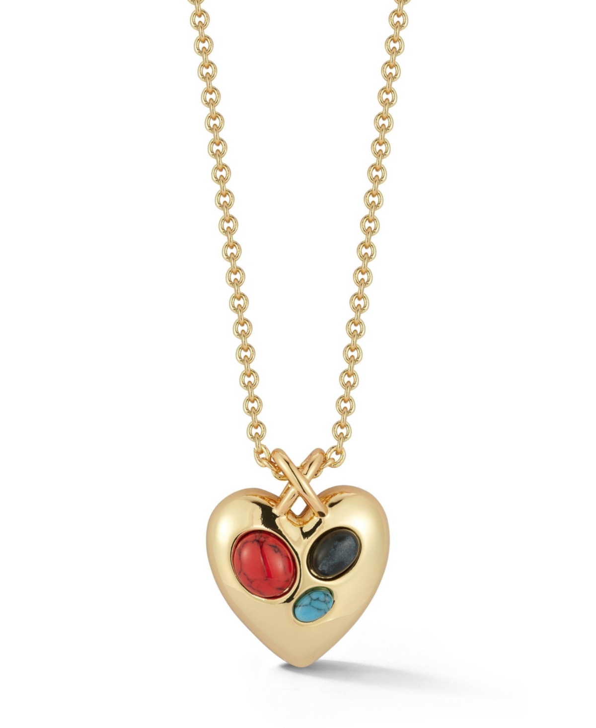 Gold Plated Gem Heart Pendant Necklace - Gold