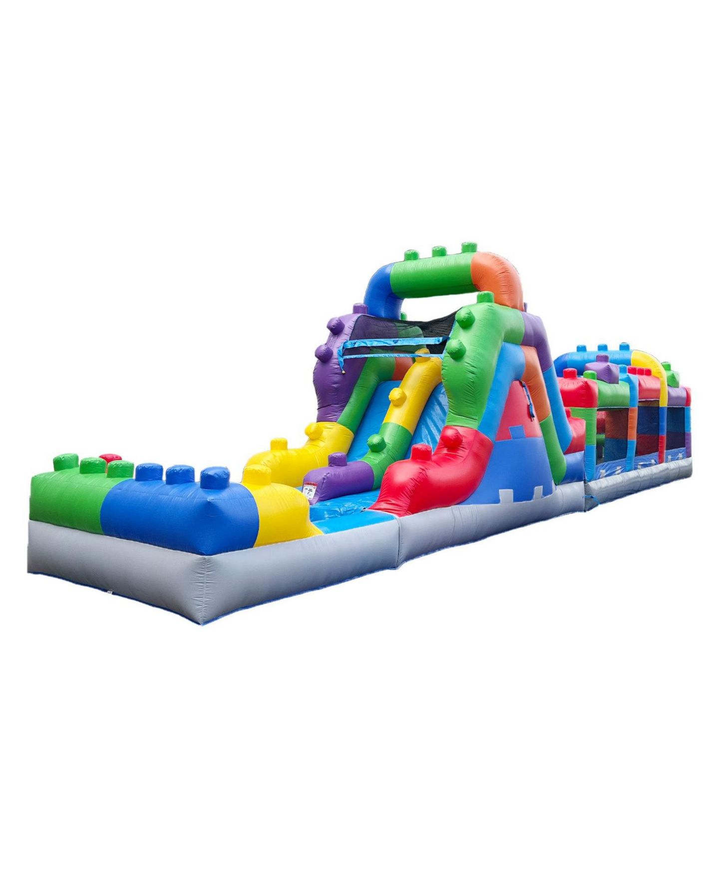 Детская игрушка HERO Kiddo 42' Block Party Inflatable Obstacle Course Water Slide Combo with Air Blower, Commercial Grade, 100% PVC Vinyl, Kids Outdoor Play — фото 1