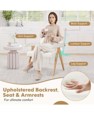 1 Pc. Solid Rubber Wood Padded Armrest Mid-Century Modern Accent Chair