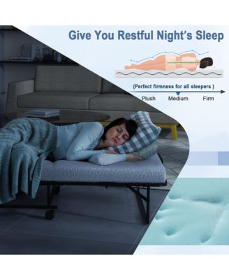 Heavy Duty Foldable Bed Metal Guest Bed Daybed with 4 inch Mattress Memory Foam