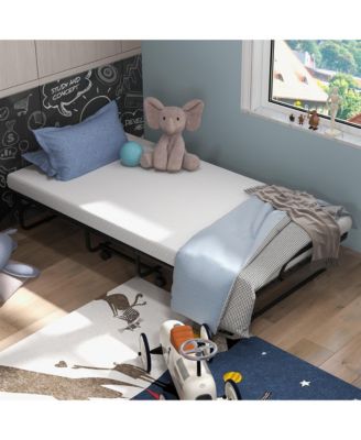 Heavy Duty Foldable Bed Metal Guest Bed Daybed with 4 inch Mattress Memory Foam