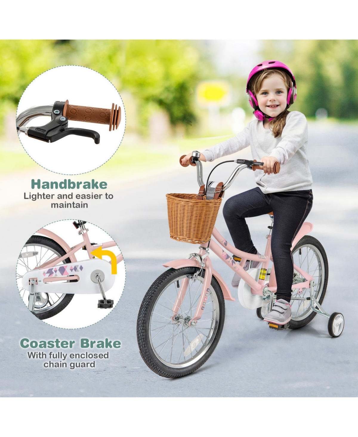 Kids Retro Bike with Adjustable Height Basket Fun Stylish Bicycle for Ages 4-7 Years Old