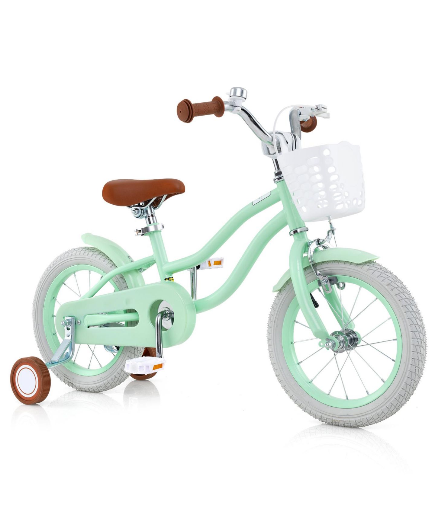 Детская игрушка Slickblue 14-Inch Training Wheels Adjustable-Seat Bike, 3–8 лет, цвет: Мятный зелёный — фото 1