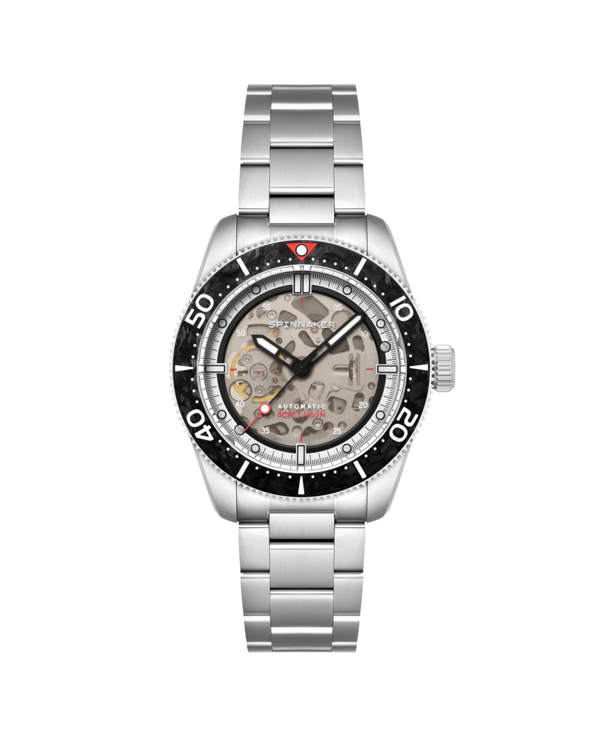Men's Croft 42 Skeleton Automatic Solid Stainless Steel Bracelet Watch, 42mm - Black