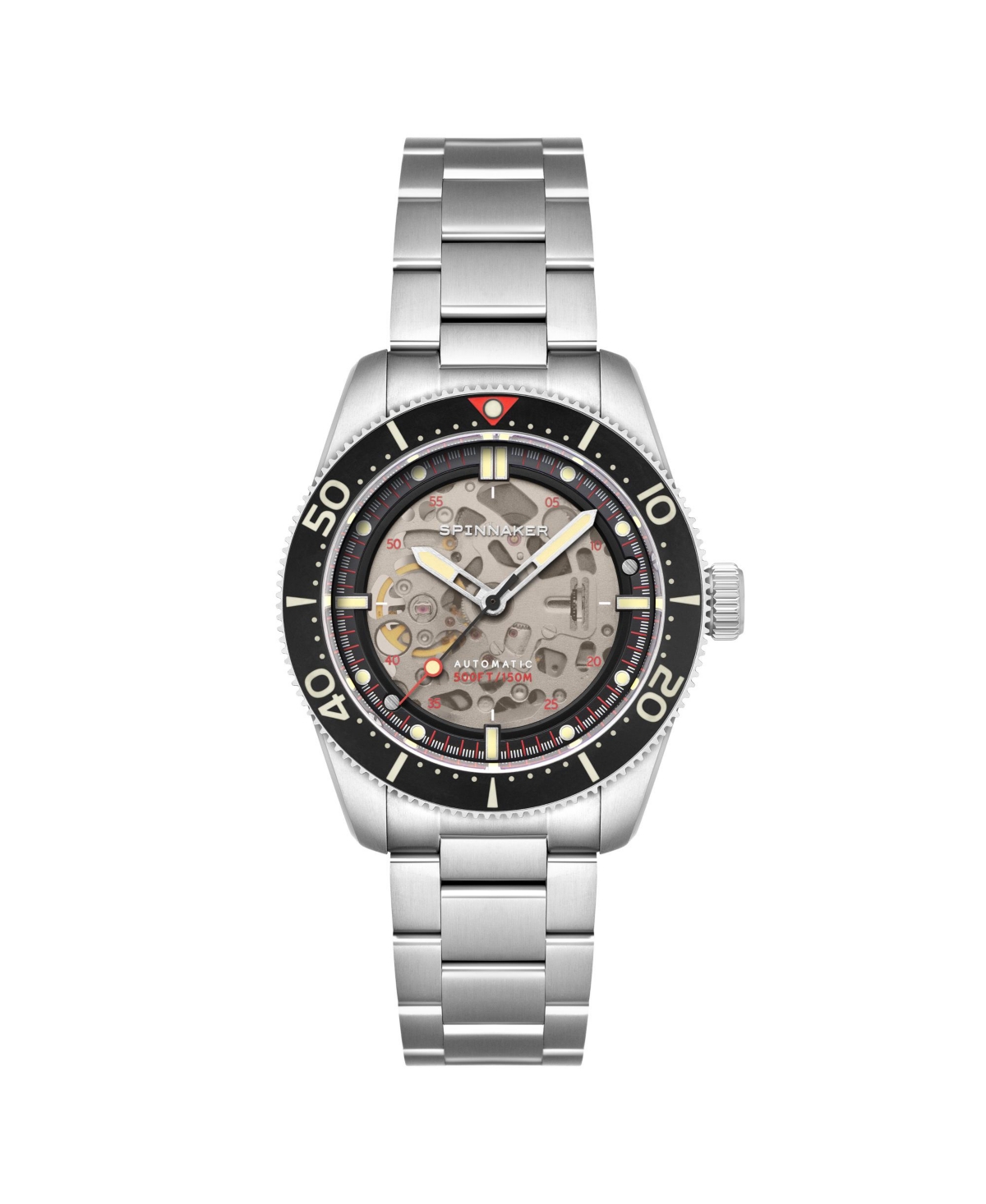 Men's Croft 42 Skeleton Automatic Solid Stainless Steel Bracelet Watch, 42mm - Black