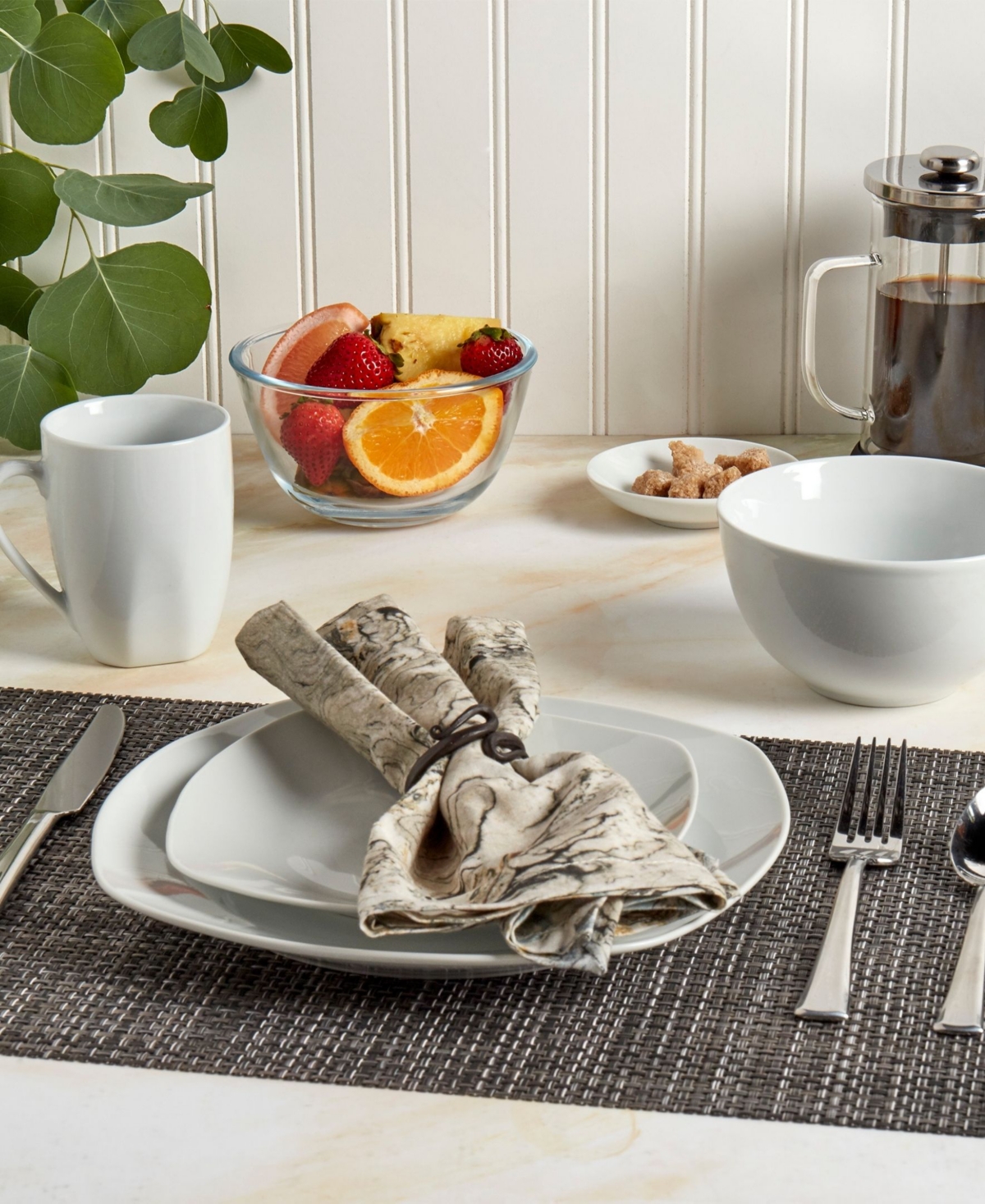 Tabletops Gallery Logan Ash White 16 Pc. Dinnerware Set, Service for 4