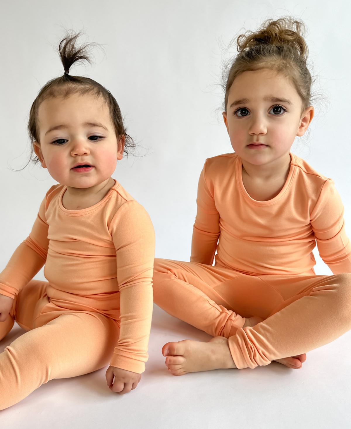 Tiny Knot Co. Baby Boys And Girls 4-piece Long Sleeve Pajama Set In Apricute,canyon