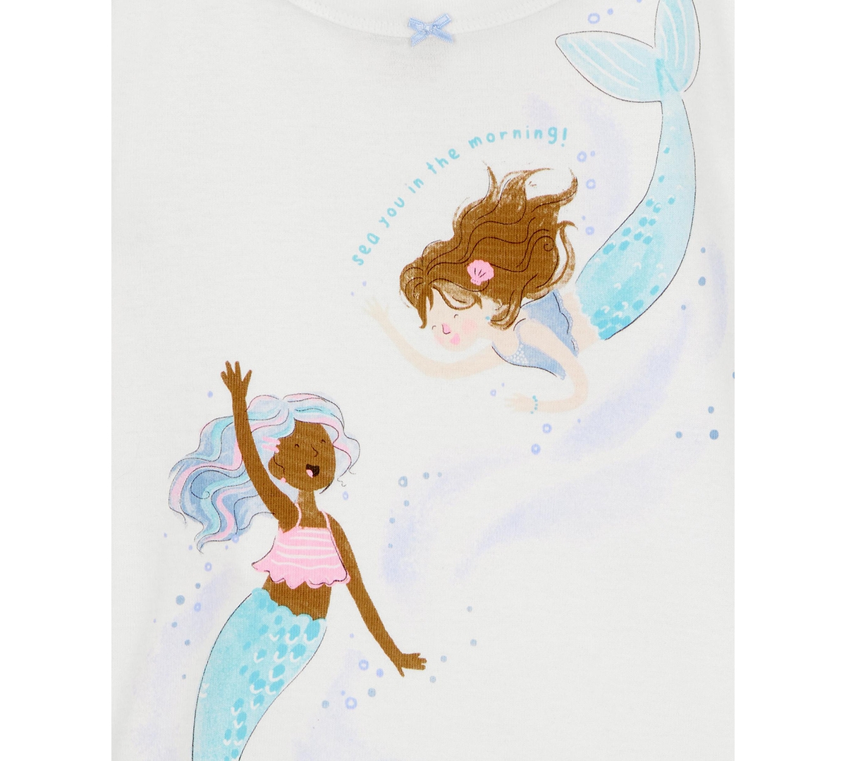 Carter's Toddler Girls Mermaid-print Snug-fit Cotton Pajamas, 4 Piece Set In White,grey,blue
