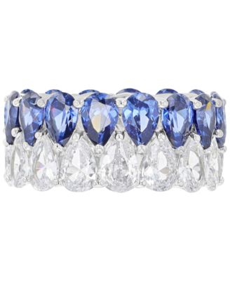 Macy's - Cubic Zirconia Blue & White Pear Eternity Band in Sterling Silver