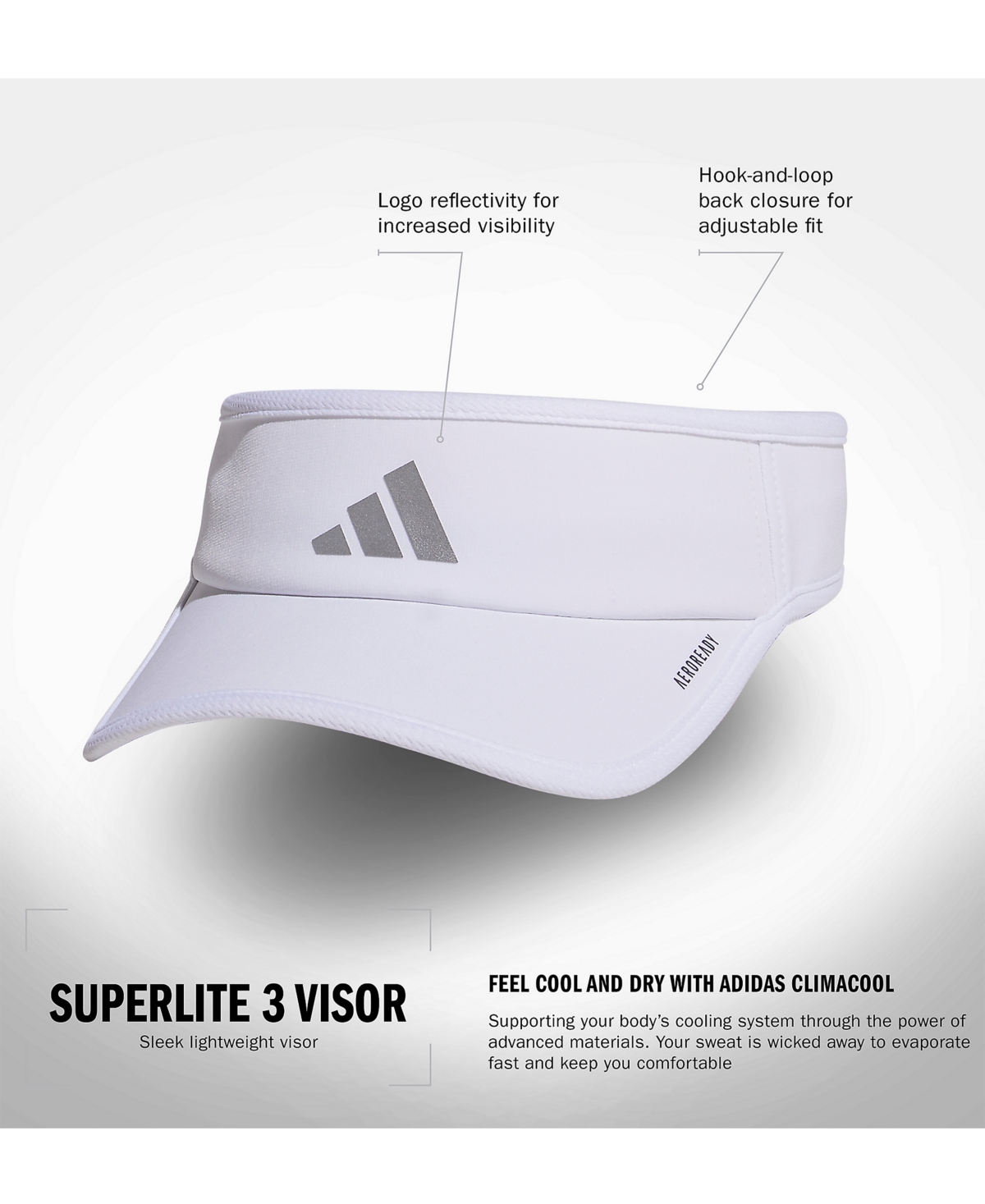 Shop Adidas Originals Women's Superlite 3 Stripe Adjustable Visor