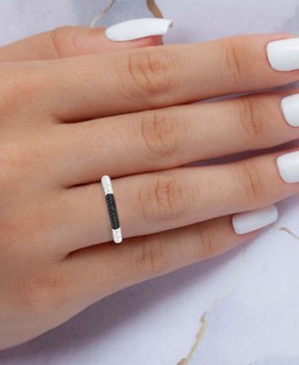 Black Spinel Pav&eacute; Textured Stack Ring (1/5 ct. t.w.) in Sterling Silver