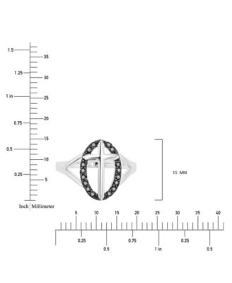 Black Spinel Oval Halo Cross Ring (1/3 ct. t.w.) in Sterling Silver