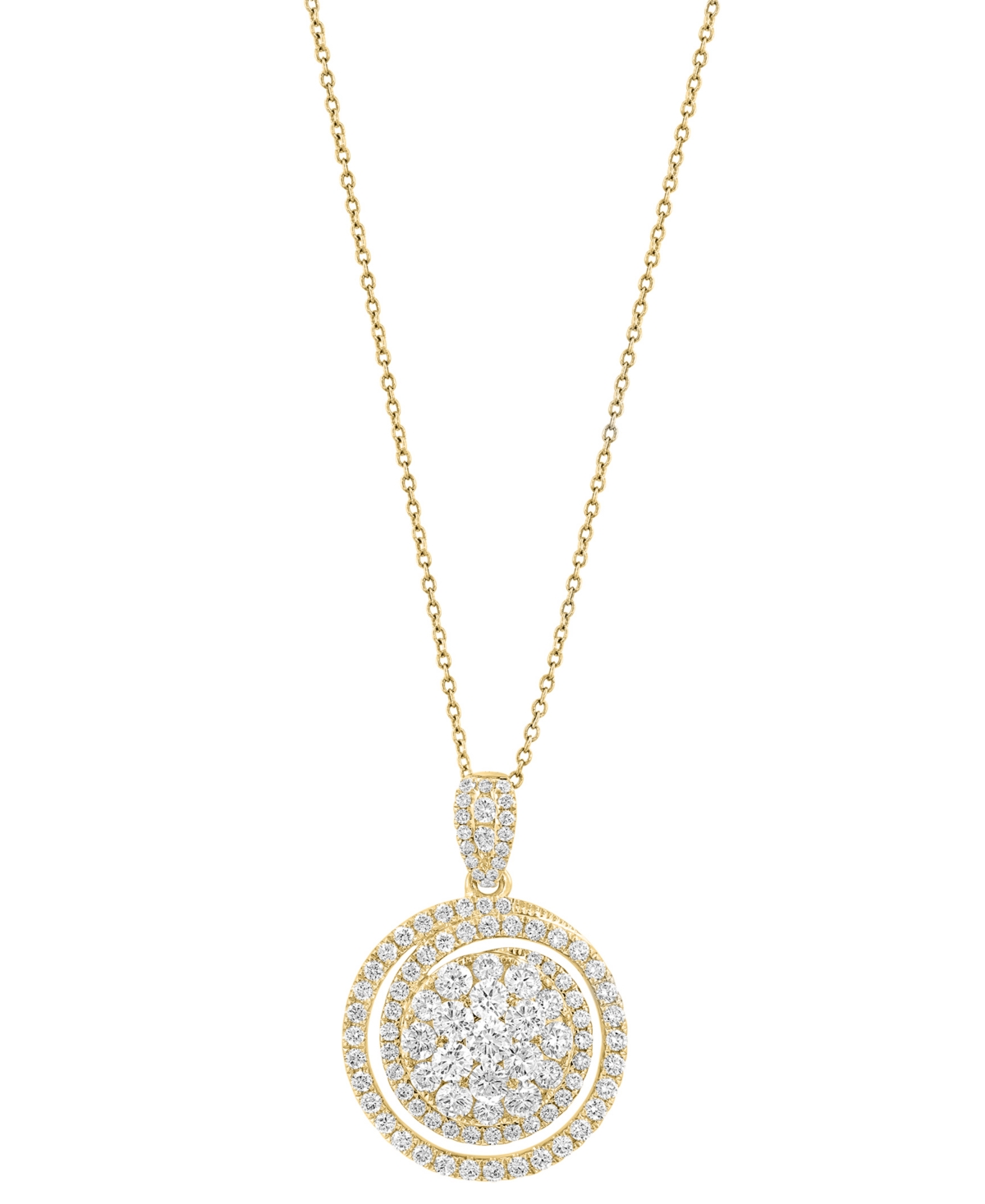 Shop Effy Collection Effy Lab Grown Diamond Spiral Cluster 18" Pendant Necklace (2-5/8 Ct. T.w.) In 14k Gold