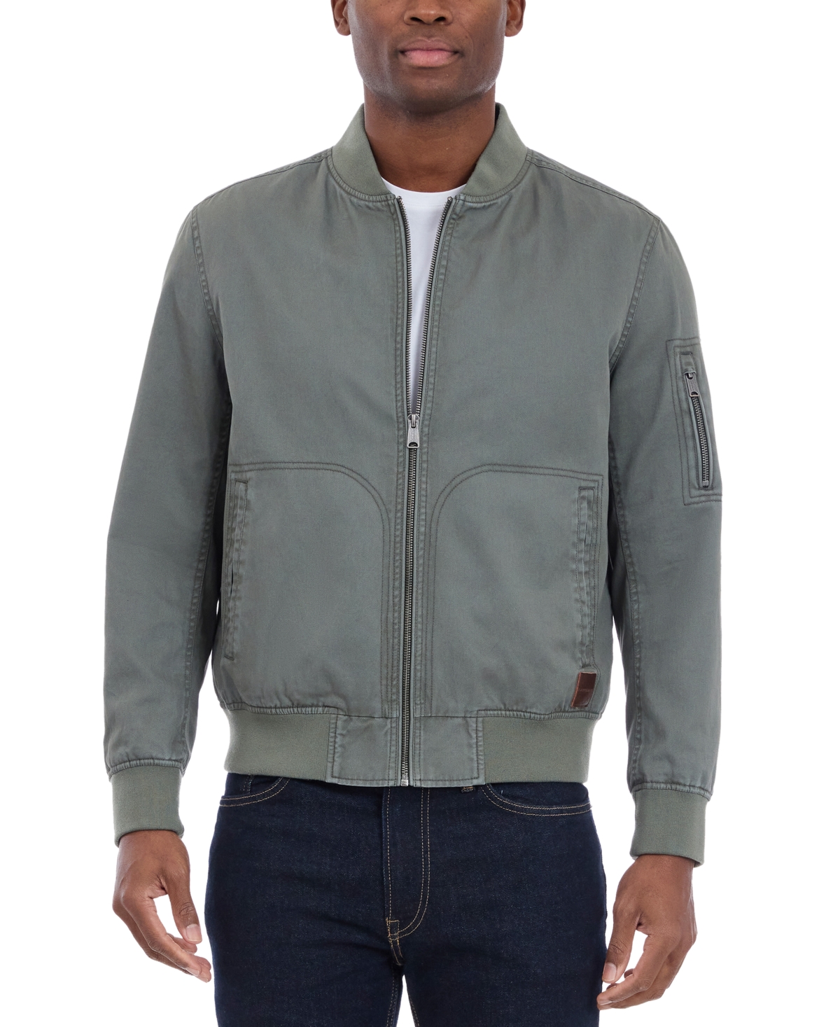 Lucky Brand Men's Garment-dyed Full-zip Bomber Jacket In Gray