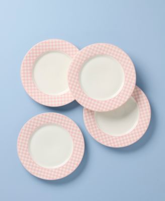 Gingham Dinner Plates, Set of 4