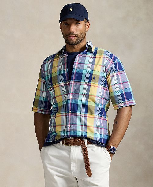alfani Polo Ralph Lauren Men's Big & Tall Plaid Oxford Shirt Men's Fashion & Accessories