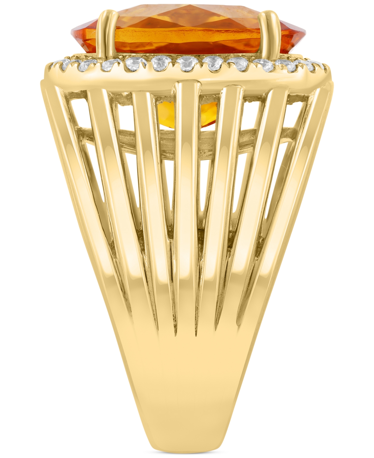 Effy Collection Effy Citrine (4-7/8 Ct. T.w.) & Zircon (1/3 Ct. T.w.) Statement Ring In 14k Gold Over Silver In Citrine