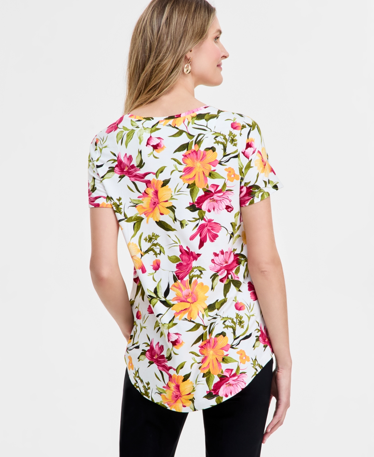 Jm Collection Women's Printed Scoop-neck Top, Exclusively At Macy's