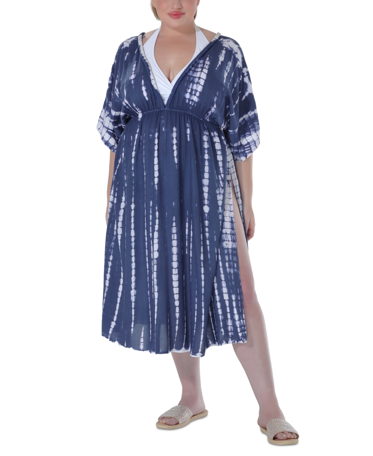 Shop Raviya Ravyia Plus Size Tie-dyed Cover-up Dress In Navy Tie Dye