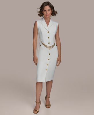 ◆Donna Karan ボタンフロントチェーントリムドレス Donna Karan New York Women's Button-Front Chain-Trim Dress