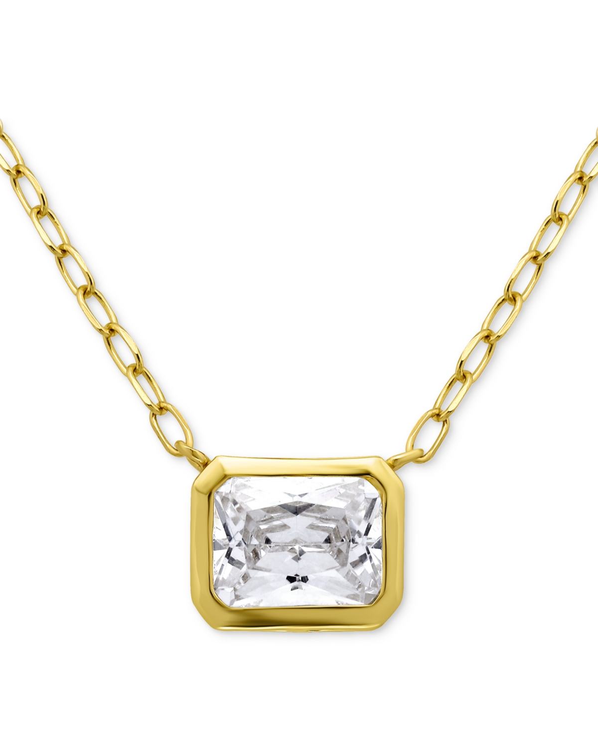 Giani Bernini Cubic Zirconia Bezel Set Solitaire Pendant Necklace, 16" + 2" Extender, Exclusively At Macy's In Gold