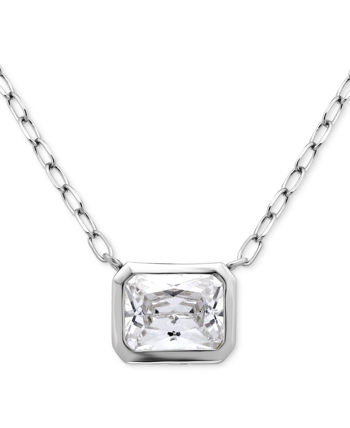 Giani Bernini Cubic Zirconia Bezel Set Solitaire Pendant Necklace, 16" + 2" Extender, Exclusively At Macy's In Silver