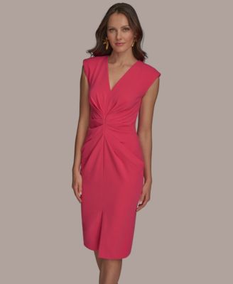 【Donna Karan New York】Mock-Neck A-Line Dress Donna Karan New York Women's V-Neck Ruched Sheath Dress - Macy's