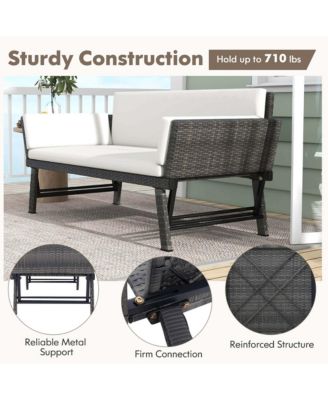 Outdoor Convertible Sofa Daybed with Adjustable Armrests Removable Cushions