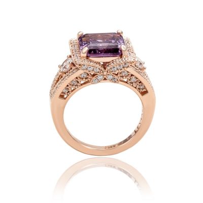 Suzy Levian Sterling Silver Asscher Cut Cubic Zirconia Ring