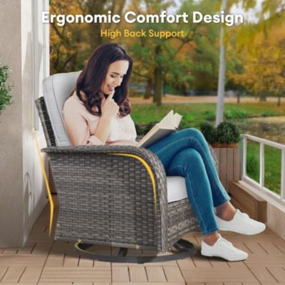5-Piece Outdoor Wicker Patio Furniture Set, Double Resistance Rattan Rocking Chair and Coffee Table Conversation Set