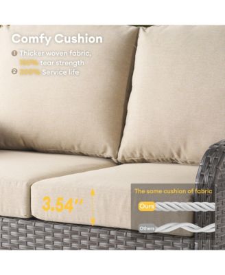 5-Piece Outdoor Wicker Patio Furniture Set, Double Resistance Rattan Rocking Chair and Coffee Table Conversation Set