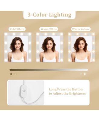 Vanity Desk with 3-Color Lights and Power Outlets