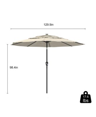 11 FT Patio Umbrella with Solar LED lights Outdoor Umbrella with Tilt Outdoor Large Table Market Umbrella for Poolside Deck Garden Backyard