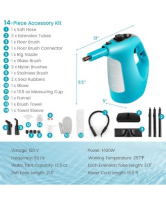 1400W Handheld Steam Cleaner with 14-Piece Accessory Kit and Child Lock