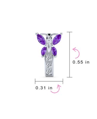 Majesty Butterfly Huggies – Purple & White CZ Hoop Earrings in Sterling Silver