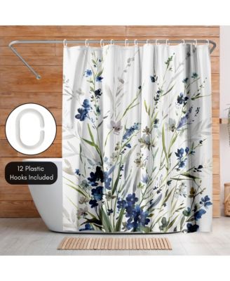 Floral Lavender Water-Resistant Polyester Shower Curtain, 71x74