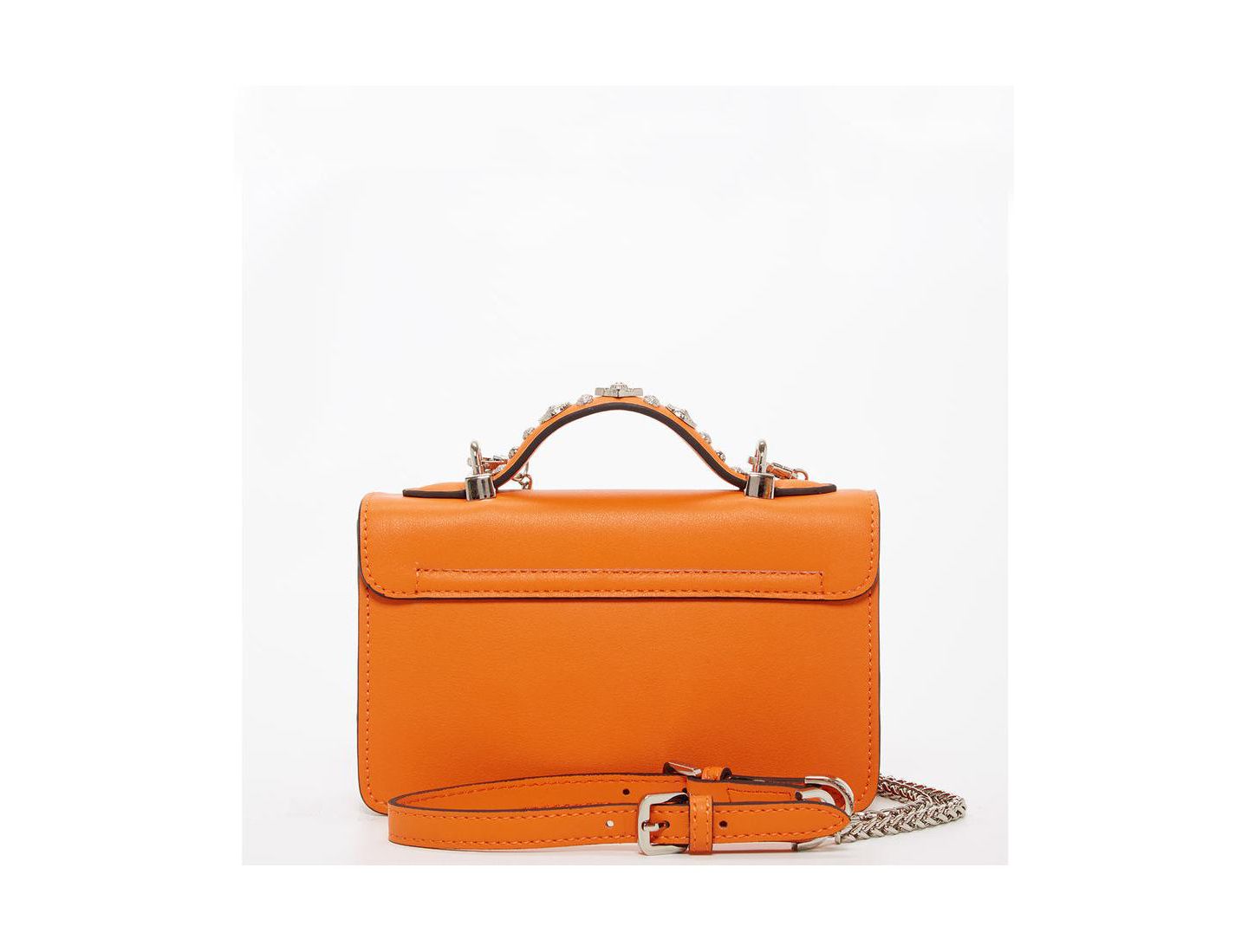 Женская сумка SUSU Hollywood Leather Small Top Handle Purse Studded Mini Crossbody Bag Structured with Buckle Closure, цвет: Оранжевый — фото 2