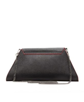 Black Leather Clutch Bag Unique Evening Purse Women's Handbag