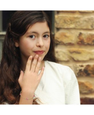 Sterling Silver 14K Gold Plated Red with Cubiic Zirconia & Heart Charm Link Bracelet