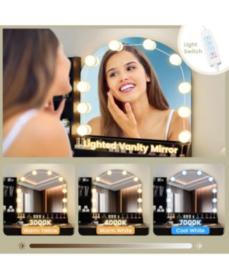 Vanity Set with LED Mirror, Table, and Stool for Bedroom or Makeup Room